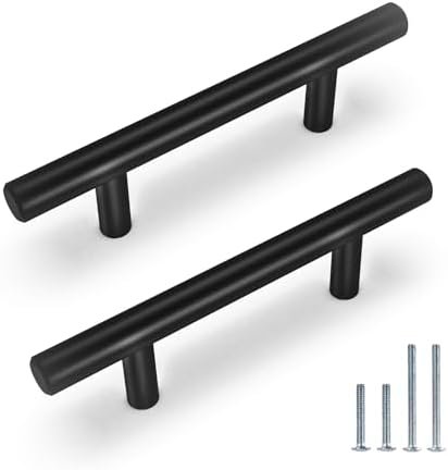 HESTIA HARDWARE 10 Pack | Flat Black 3 Inch Center-to-Center 3 inch Black Cabinet Pull Bar Pull Modern Cabinet Hardware 3 inch Black Cabinet Handles Drawer Pull and Knobs Dresser Pulls (S1.10.D)