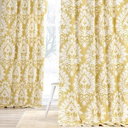 HPD Half Price Drapes Printed Curtains 96 Inches Long Cotton Curtain (1 Panel) Room Darkening Window Curtains for Bedroom & Living Room, 50W x 96L, Lacuna Sun