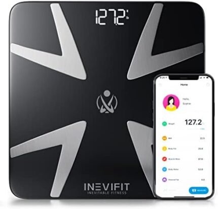 INEVIFIT Smart Body Fat Scale, Highly Accurate Bluetooth Digital Bathroom Body Composition Analyzer, Measures Weight, Body Fat, Water, Muscle, BMI, Visceral Fat & Bone Mass for Unlimited Users