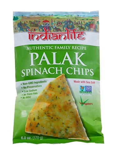 Indianlife Palak (Spinach) Chips (Family size) 3 pkts x 6oz (170g)