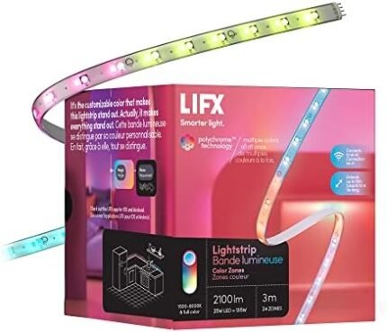 LIFX Lightstrip Color Zones, Wi-Fi Smart LED Light Strip, Full Color with Polychrome Technology™, No Bridge Required, Compatible with Alexa, Hey Google, HomeKit and Siri, 120" Kit