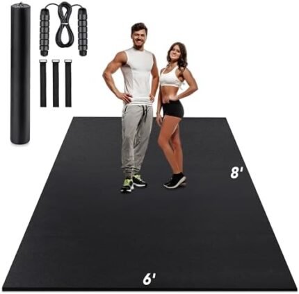 Large Exercise Mat - Rengue 8'x6'/12'x6' Exercise Mat Thick 7mm, Extra Wide Workout Mat for Men and Women, High-Density Large Gym Mat, Fit for Home Workout, Plyo, Cardio, Jump Rope, Weights