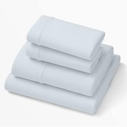 Light Blue SoftStretch Sheets, King/Cal King, Purple Mattress Sheets, Bamboo Sheets, Moisture-Wicking, Morning Mist, California King