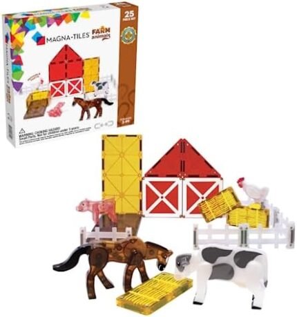 MAGNA-TILES Farm Animals 25-Piece Magnetic Construction Set, The ORIGINAL Magnetic Building Brand