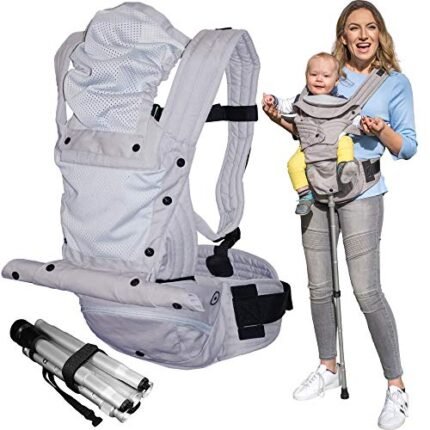 Mamapod All-Position Baby and Toddler Carrier with Hip Seat and Support Pole, Gray