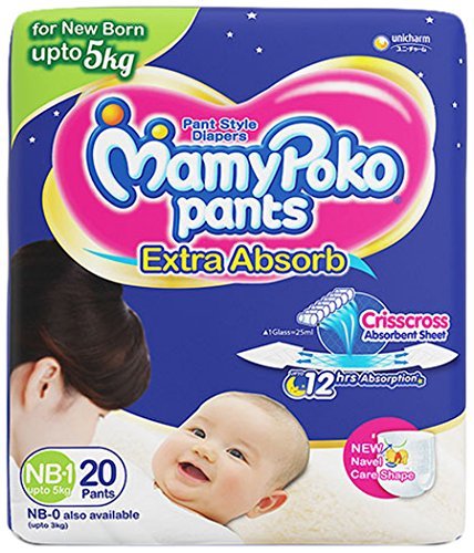 MamyPoko Pants Extra Absorb Diapers, New Born (Pack of 18)