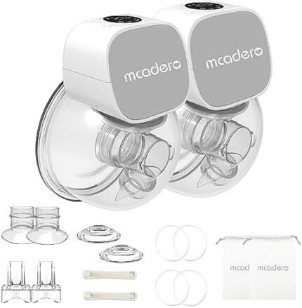 Mcadero M5 Electric Breast Pump,4 Mode & 12 Levels,LED Display, Wearable Hands-Free Breast Pump,Portable Breast Pump (gray2)