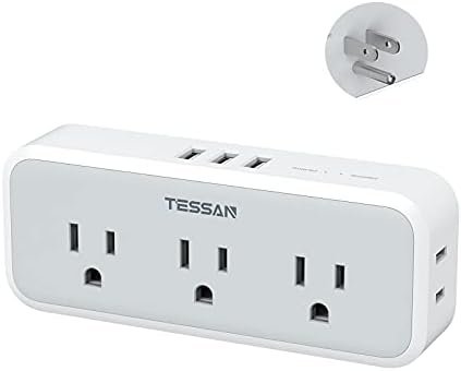 Multi Plug Outlet Splitter, TESSAN Surge Protector 5 Outlet Extender with 3 USB Wall Charger, 3-Sided Multiple Plug Expander for Home Office Dorm Room Essentials