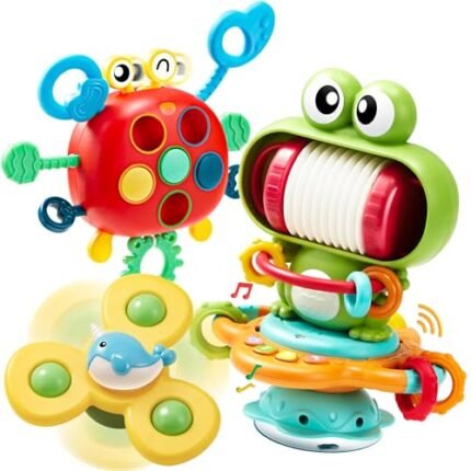 Musical Baby Toys - Suction Cups High Chair Toys - Spinner Teether Toy - Keep Infant Toys from Falling - Montessori Sensory Toys for Toddlers - Christmas Birthday Gifts Toys for Baby 18 Months