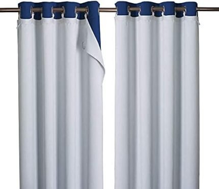 NICETOWN Blackout Curtain Liners for Sheer Curtains, Cold Heat Light Noise Blocking Liners with Rings: Easy to Open and Closed, Thermal Liners for 84 inches Long Curtains, 1 Pair, 50" x 80" Per Panel