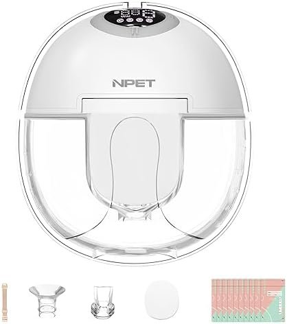 NPET Wearable Breast Pump for Breastfeeding, S32 Electric Portable Hands Free Breast Pump with 4 Modes & 9 Levels, Leak-Proof & Low Noise, LCD Display, 24mm Flange, 1 Pack