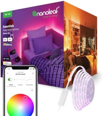 Nanoleaf Essentials Matter Bluetooth & Thread Smart LED Lightstrip 200" Smarter Kit (5m) - RGB & Whites, Controller, App & Voice Control (Works with Apple Home, Google Home, Samsung SmartThings)