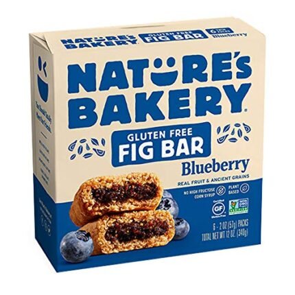 Natureâ€™s Bakery Gluten Free Fig Bars, Blueberry, Real Fruit, Vegan, Non-GMO, Snack Bar, 1 Box With 6 Twin Packs (6 Twin Packs)