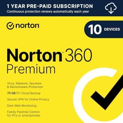 Norton 360 Premium, 2024 Ready, Antivirus software for 10 Devices with Auto Renewal - Includes VPN, PC Cloud Backup & Dark Web Monitoring [Download]