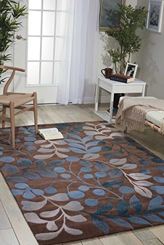 Nourison Contour Botanical Mocha 8' x 10'6'' Area-Rug, Easy-Cleaning, Non Shedding, Bed Room, Living Room, Dining Room, Kitchen (8x10)