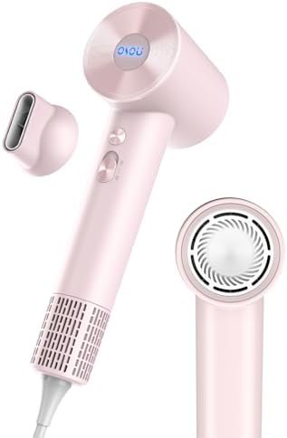 OSOU Negative Ionic Hair Dryer, 1200W Fast Drying Blow Dryer 110, 000 RPM High-Speed Lightweight Travel Hairdryer, Low Noise Home Hair Dryer with 360° Rotating Nozzle (Pink)