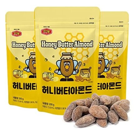 [Official MURGERBON] Honey Butter Almond, Sweet w/Crunch, High Protein, Resealable Zip Pouch, Snack for Kids, School, Office (3x7 oz)