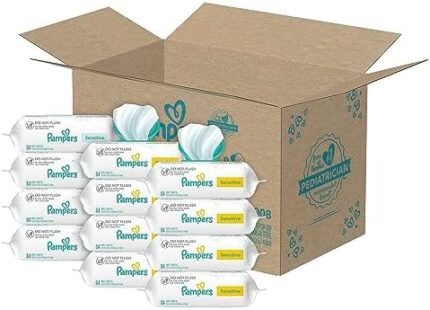 Pampers Sensitive Baby Wipes - Baby Wipes Combo, 84 Count (Pack of 12), Water Based, Hypoallergenic and Unscented (Packaging May Vary)