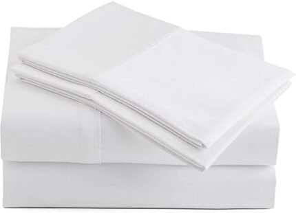 Peru Pima, Bed Sheets Set with 4 Pieces, 415 Thread Count, Percale, 100% Peruvian Pima Cotton, Hotel Luxury Quality, Extra Soft and Cooling Sheets, Queen Size, White Solid Color