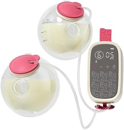 Phanpy E-Rosy Ultra-Light Wearable Hands Free Breast Pump, 3 Modes 8 Levels, High Performance Touch Screen with Lock Screen 40db Low Noise, 24 mm Flange and 20mm Insert Included