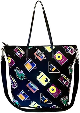 Prada Womens Black Nylon Cassette Print Shopping Tote 1BG189