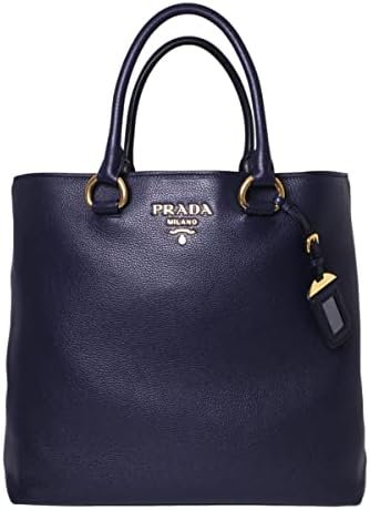 Prada Women's Navy Blue Vitello Phenix Leather Shopping Tote 1BG865