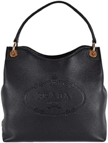 Prada Women's Vitello Daino Black Leather Satchel Bag Handbag 1BC051