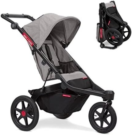 Radio Flyer Momentum Jogging Stroller, Infant Stroller with Quick Switch, 6+ Months, Gray