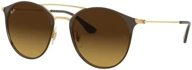 Ray-Ban Unisex Sunglasses Brown On Gold Frame, Brown Gradient Lenses, 52MM