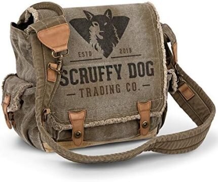 SCRUFFY DOG Canvas Messenger Bag - 13x13x5 inches, Military Style Shoulder Tote for Men & Women