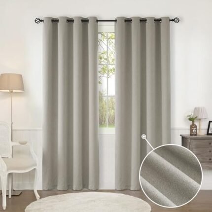 SHECUTE Room Darkening Blackout Curtains for Living Room, Thermal Insulated Grommet Curtain Panels for Bedroom,Taupe, W52 x L108 inch, Set of 2 Panels