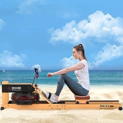 SNODE Water Rowing Machine with 7.4Gal Large Water Tank, Rower Machine for Home Use, Pad Holder,Bluetooth, Comfort Seat