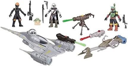 STAR WARS Mission Fleet Mando's N-1 Starfighter, 2.5-Inch Scale Mandalorian Action Figure Set, Toys for 4 Year Old Boys & Girls (Amazon Exclusive)