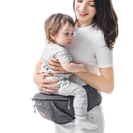 SUNVENO Baby Toddler Carrier, Ergonomic Baby Hip Seat Waist Stool Infant Carrier Lightweight Safety Certified Soft Carriers for Mom & Dad, Grey