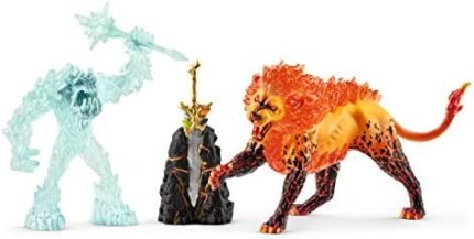 Schleich Eldrador Creatures, Mythical Creatures Toys for Kids, Battle for The Super Weapon Set with Ice Monster and Lava Monster Action Figures, 5 Pieces, Ages 7+