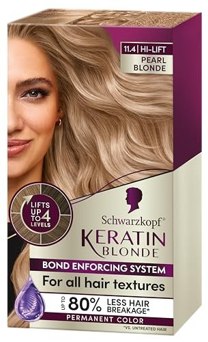 Schwarzkopf Keratin Blonde Permanent Hair Dye, Pearl Blonde 11.4, Hi-Lift Permanent Hair Color