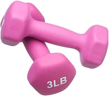 Set of 2 each 3 lb Pink Neoprene Coated Dumbbells Pair Hand Weights All-Purpose, Home Gym, Exercise 6 LB total neoprene set