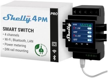 Shelly Pro 4PM | Wi-Fi, LAN & Bluetooth 4 Channel Smart Relay with Power Metering | Home Automation | Compatible with Alexa & Google Home | iOS Android App| Remote Appliances Control and Monitoring