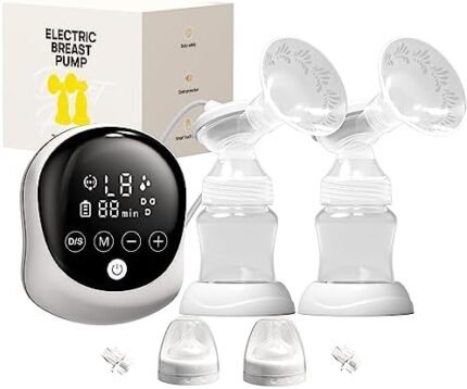 Smart Union Breast Pump, Ultra Strong Suction Power Double Electric Breastfeeding Pumps, Portable Breast Pump for Travel & Home, Rechargeable Quiet Pain-Free LED Display, 5 Mode& 9 Level, 24mm Flange