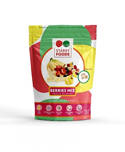 Starry Foods Freeze Dried Berry Mix | 9 oz | Sugar Free, Fat Free, Healthy Snack, Coloring Free and Additives Free | 25 Servings Per Bag