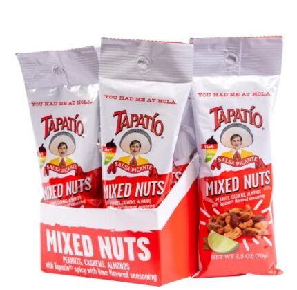 Straight Up Nuts, Tapatio Mixed Nuts with Lime – Hot Peanuts, Spicy Snacks, Travel Size, Salted Peanuts, Individual Packs, Made in USA, Snack Mix – 1.5 oz bags, 12-Pack