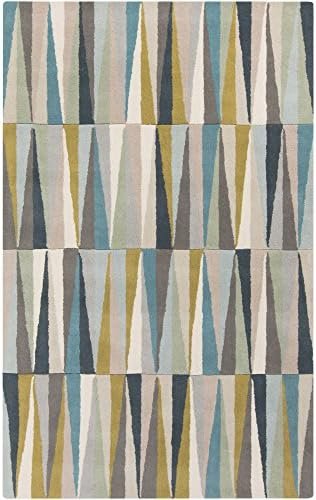 Surya Hand Tufted Geometric Area Rug, 5 by 8-Feet, Light Gray/Aqua/Beige/Charcoal/Moss/Taupe/Gold