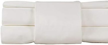 THOMAS LEE King Size Percale Cotton Sheet Set | White | 500 Thread-Count | US-Grown Supima Cotton Sheets