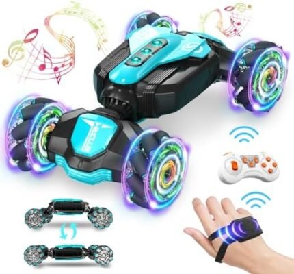 TIOYOTY Gesture Stunt RC Car, 2.4Ghz 4WD Remote Control Car, Gravity Watch Sensor 360° Rotating Twist Drift Offroad Toy Car with Music Lights, Ages 6-12 Boys Girls Birthday Valentine's Day Gift