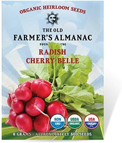 The Old Farmer's Almanac Organic Radish Seeds (Cherry Belle) - Approx 400 Seeds - Certified Organic, Non-GMO, Open Pollinated, Heirloom, USA Origin