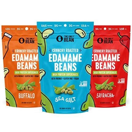 The Only Bean Crunchy Dry Roasted Edamame Beans (Variety Pack), Low Carb Keto Healthy Snacks For Adults and Kids, Low Calorie Snack, Fiber Protein Snacks, Snack for Weight Loss Diabetic, 4 oz (3 Pack)