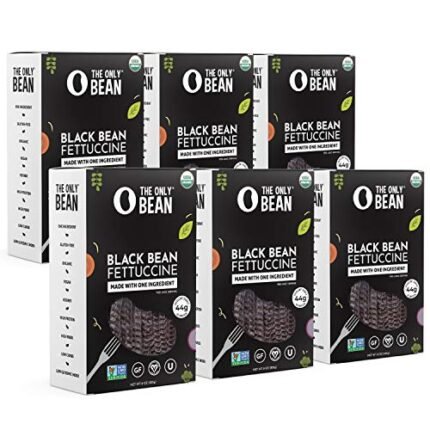 The Only Bean - Organic Black Bean Fettuccine Pasta - High Protein, Keto Friendly, Gluten-Free, Vegan, Non-GMO, Kosher, Low Carb, Plant-Based Bean Noodles - 8 oz (6 Pack)