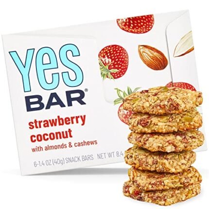 The YES Bar – Strawberry Coconut – Plant Based Protein, Decadent Snack Bar – Vegan, Paleo, Gluten Free, Dairy Free, Low Sugar, Healthy Snack, Breakfast, Low Carb, Keto Friendly (Pack of 6)