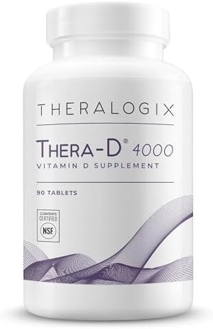 Theralogix Thera-D 4000 Vitamin D Supplement - 4,000 IU (100 mcg) Vitamin D3 Tablets - 90-Day Supply - Immune Support Supplement for Women & Men - Aids Bone & Heart Health - NSF Certified - 90 Tablets