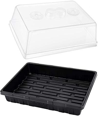 [Thick Plastic] 3-Set Strong Seed Starter Trays with 5" Humidity Domes for Seed Starting, Germination, Seedling Propagation & Plant Growing, Holds 144 Cells in Total